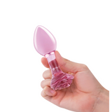 B-Vibe Pink Roses Glass Butt Plug Training Set