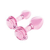 B-Vibe Pink Roses Glass Butt Plug Training Set