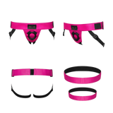Strap-On-Me Curious Leatherette Harness - Fuchsia