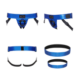Strap-On-Me Curious Leatherette Harness - Metallic Blue
