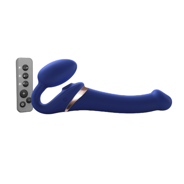 Strap-On-Me 3 Motor Clit Suction Vibrating Strapless Strap-On Night Blue XL