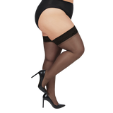 Curvy Silky Sheer Lace Top Thigh High Stocking