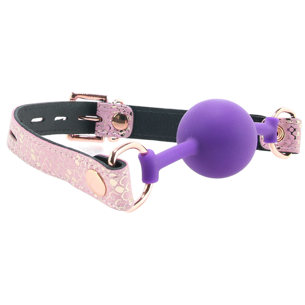 Spartacus Purple Silicone Ball Gag With Snake Print Strap